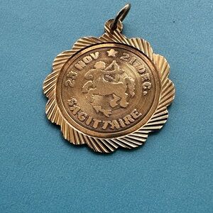 Gold Sagittarius Zodiac Pendant,vintage